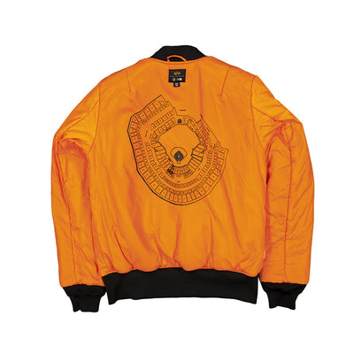 NEW ERA X ALPHA INDUSTRIES KANSAS CITY CHIEFS BLACK REVERSIBLE BOMBER JACKET