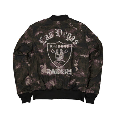 NEW ERA X ALPHA INDUSTRIES LAS VEGAS RAIDERS BLACK REVERSIBLE BOMBER JACKET
