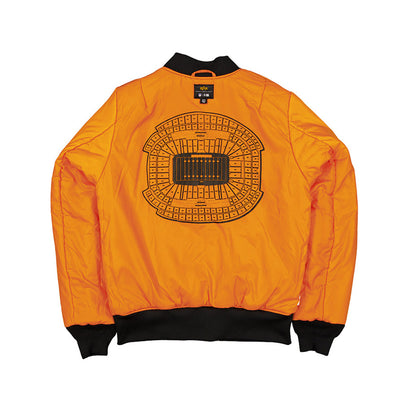 NEW ERA X ALPHA INDUSTRIES LAS VEGAS RAIDERS BLACK REVERSIBLE BOMBER JACKET