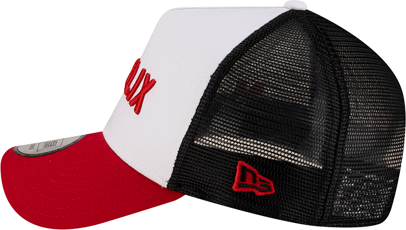 NEW ERA X NETFLIX 2-TONE SCARLET VISOR WHITE 9FORTY AF TRUCKER CAP