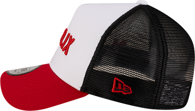 NEW ERA X NETFLIX 2-TONE SCARLET VISOR WHITE 9FORTY AF TRUCKER CAP