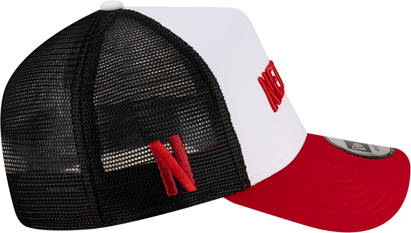 NEW ERA X NETFLIX 2-TONE SCARLET VISOR WHITE 9FORTY AF TRUCKER CAP