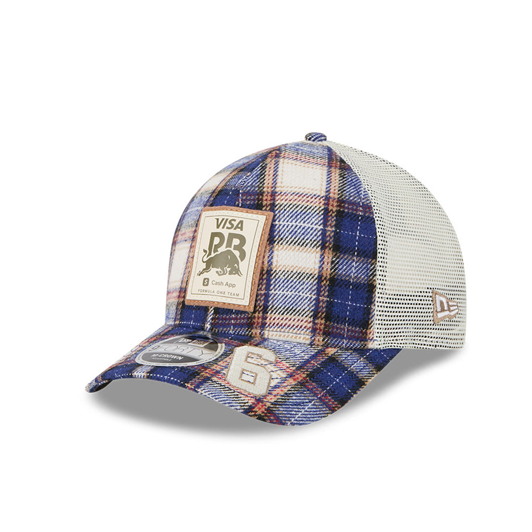 VISA CASH APP RACING BULLS AUSTIN PLAID FLANNEL DARK BLUE 9FORTY MC CAP