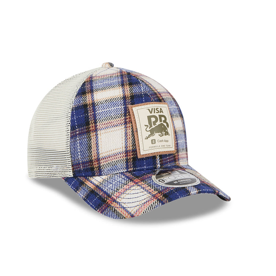 VISA CASH APP RACING BULLS AUSTIN PLAID FLANNEL DARK BLUE 9FORTY MC CAP