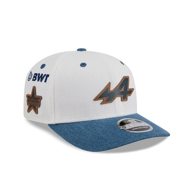BWT ALPINE F1 TEAM AUSTIN RACE SPECIAL 2-TONE DENIM VISOR BEIGE 9SEVENTY STRETCH SNAP CAP