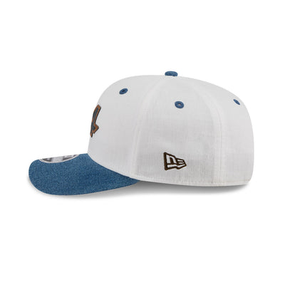 BWT ALPINE F1 TEAM AUSTIN RACE SPECIAL 2-TONE DENIM VISOR BEIGE 9SEVENTY STRETCH SNAP CAP