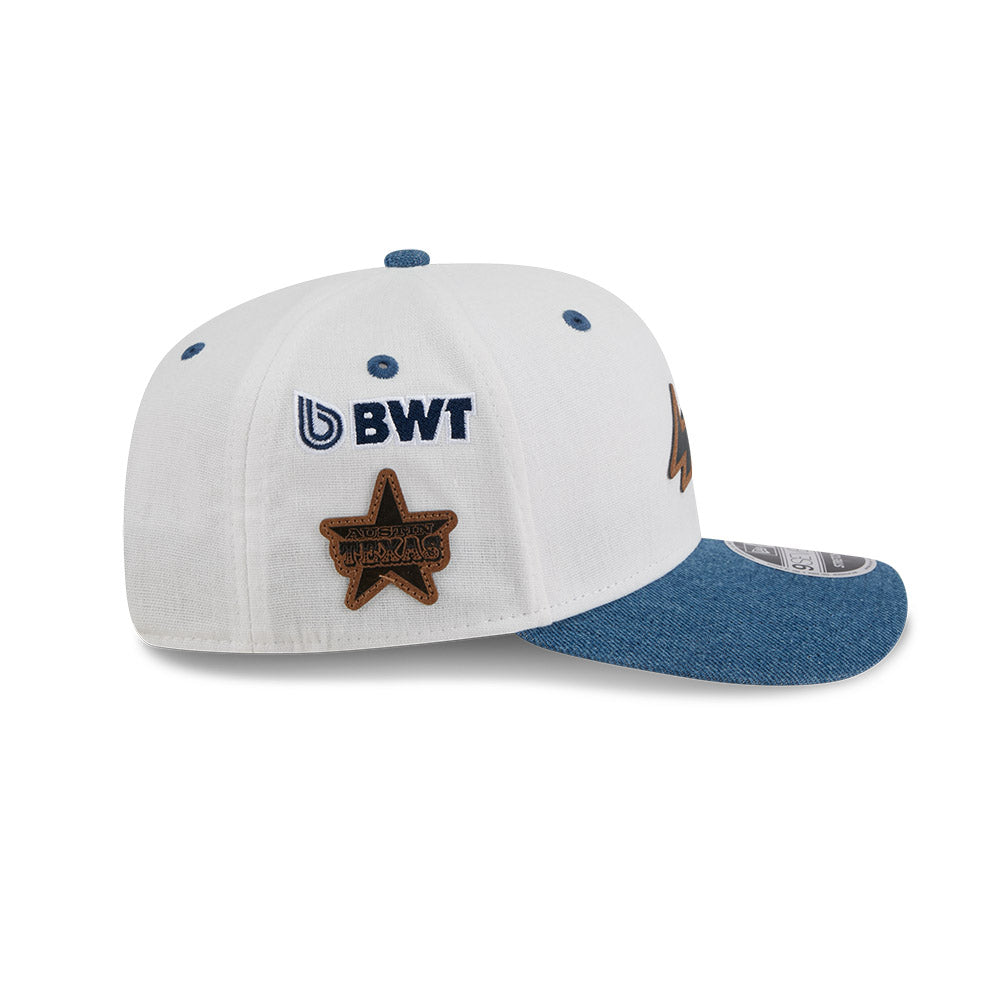 BWT ALPINE F1 TEAM AUSTIN RACE SPECIAL 2-TONE DENIM VISOR BEIGE 9SEVENTY STRETCH SNAP CAP