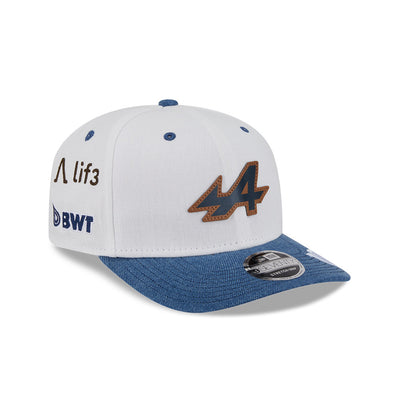 BWT ALPINE F1 TEAM AUSTIN RACE SPECIAL 10 2-TONE DENIM VISOR BEIGE 9SEVENTY STRETCH SNAP CAP