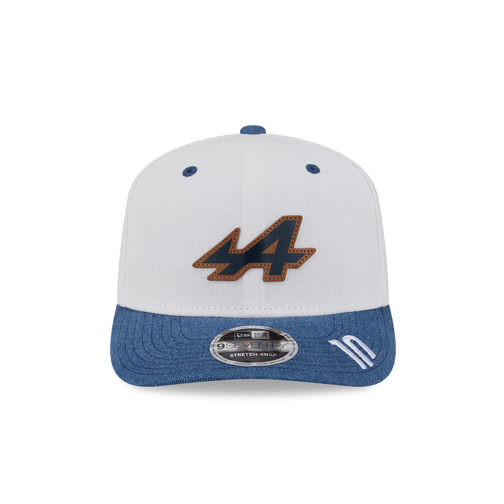 BWT ALPINE F1 TEAM AUSTIN RACE SPECIAL 10 2-TONE DENIM VISOR BEIGE 9SEVENTY STRETCH SNAP CAP