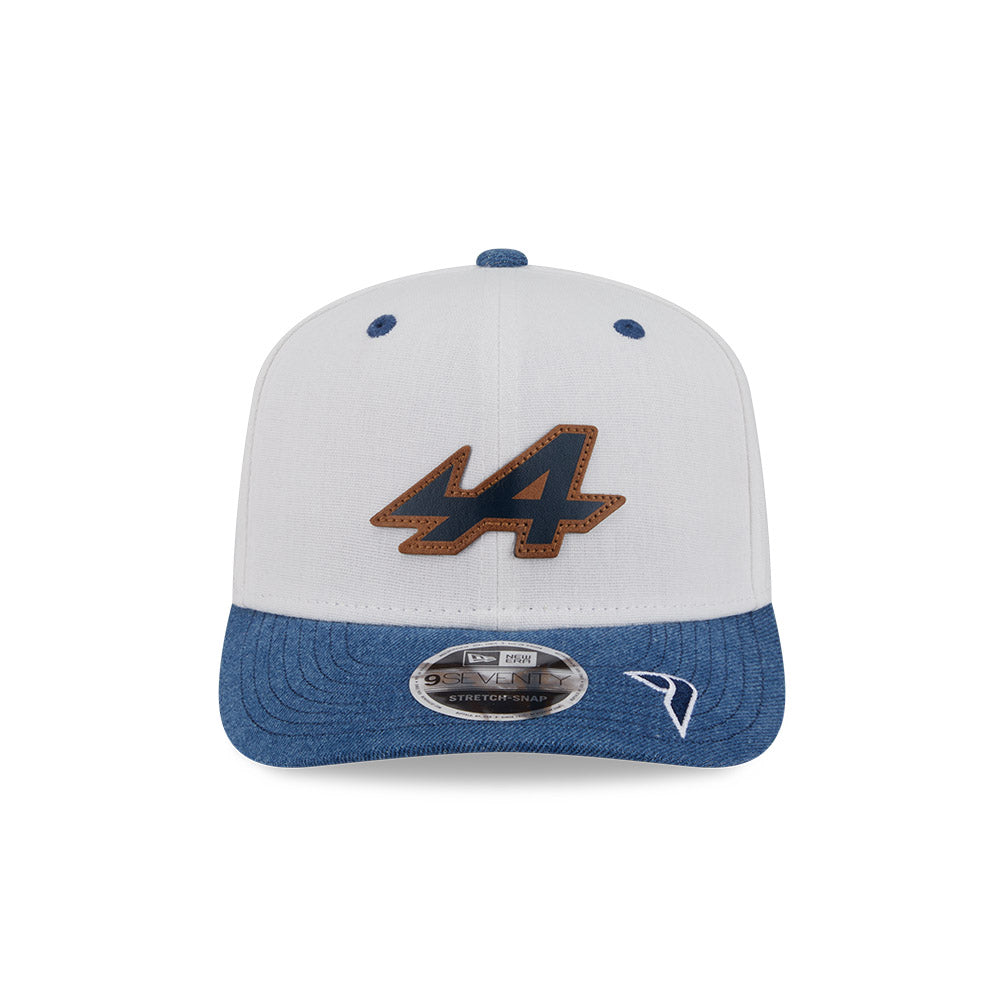 BWT ALPINE F1 TEAM AUSTIN RACE SPECIAL 7 2-TONE DENIM VISOR BEIGE 9SEVENTY STRETCH SNAP CAP