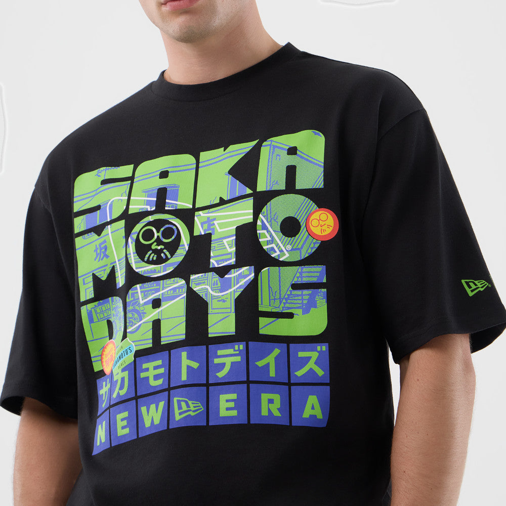 NEW ERA X NETFLIX SAKAMOTO DAYS WORDMARK BLACK OVERSIZED SHORT SLEEVE T-SHIRT