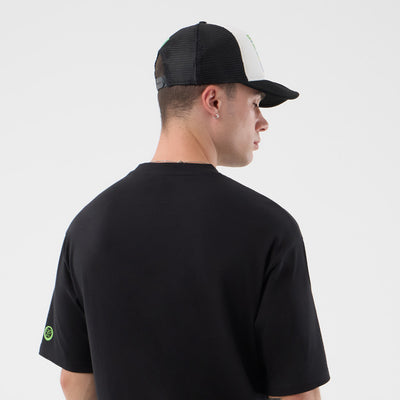 NEW ERA X NETFLIX SAKAMOTO DAYS WORDMARK BLACK OVERSIZED SHORT SLEEVE T-SHIRT