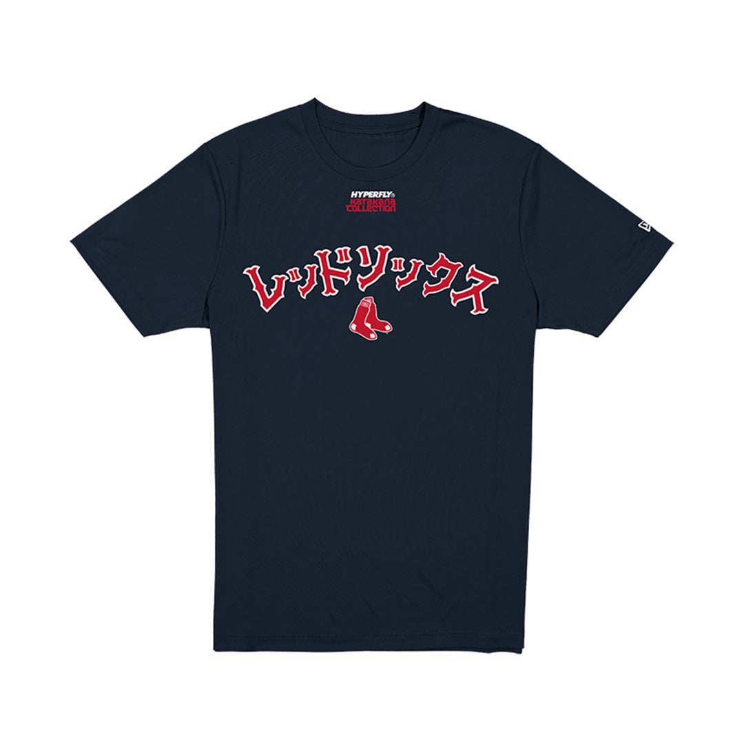 NEW ERA X HYPERFLY KATAKANA X MLB BOSTON RED SOX NAVY SHORT SLEEVE T-SHIRT