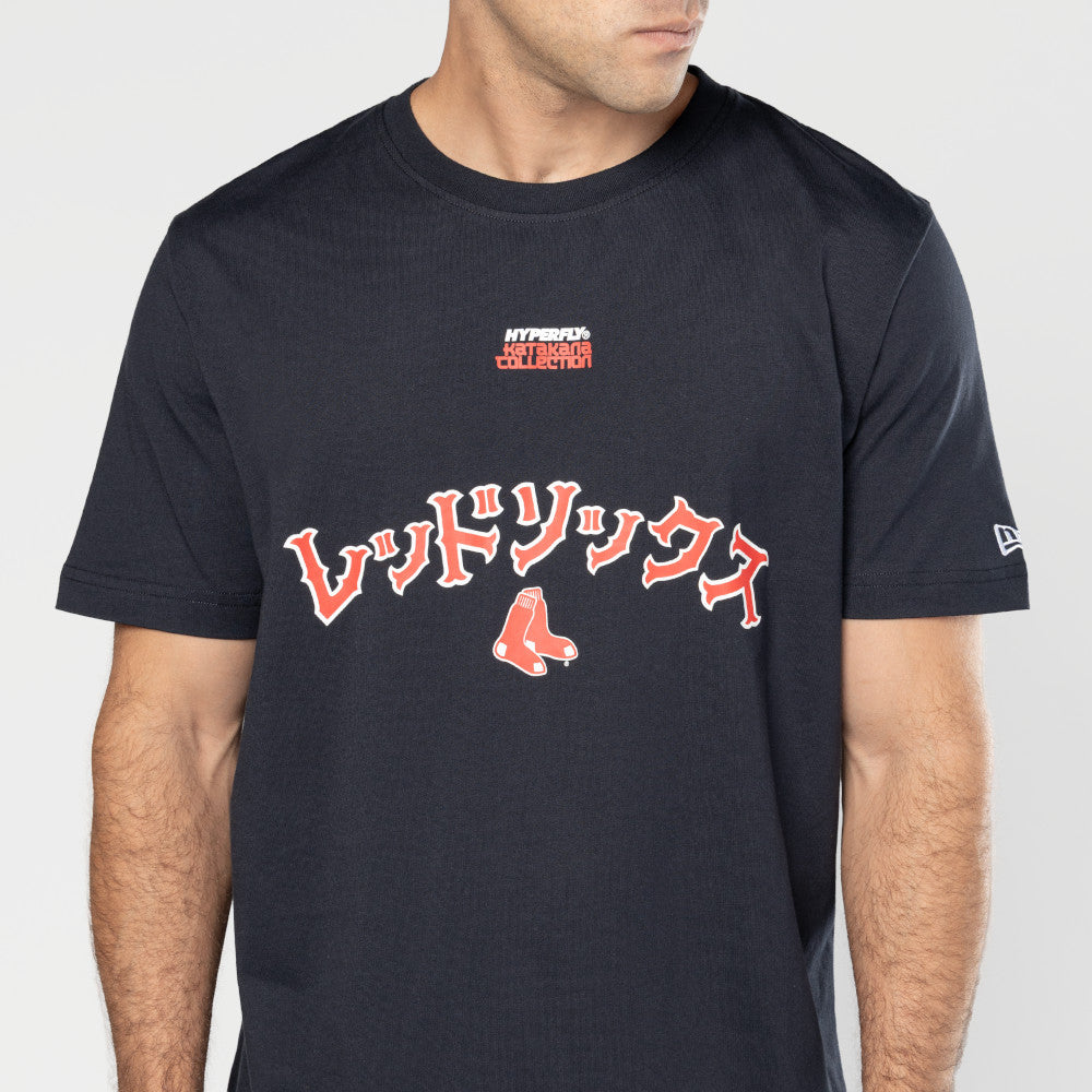 NEW ERA X HYPERFLY KATAKANA X MLB BOSTON RED SOX NAVY SHORT SLEEVE T-SHIRT