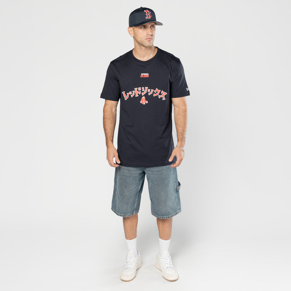 NEW ERA X HYPERFLY KATAKANA X MLB BOSTON RED SOX NAVY SHORT SLEEVE T-SHIRT