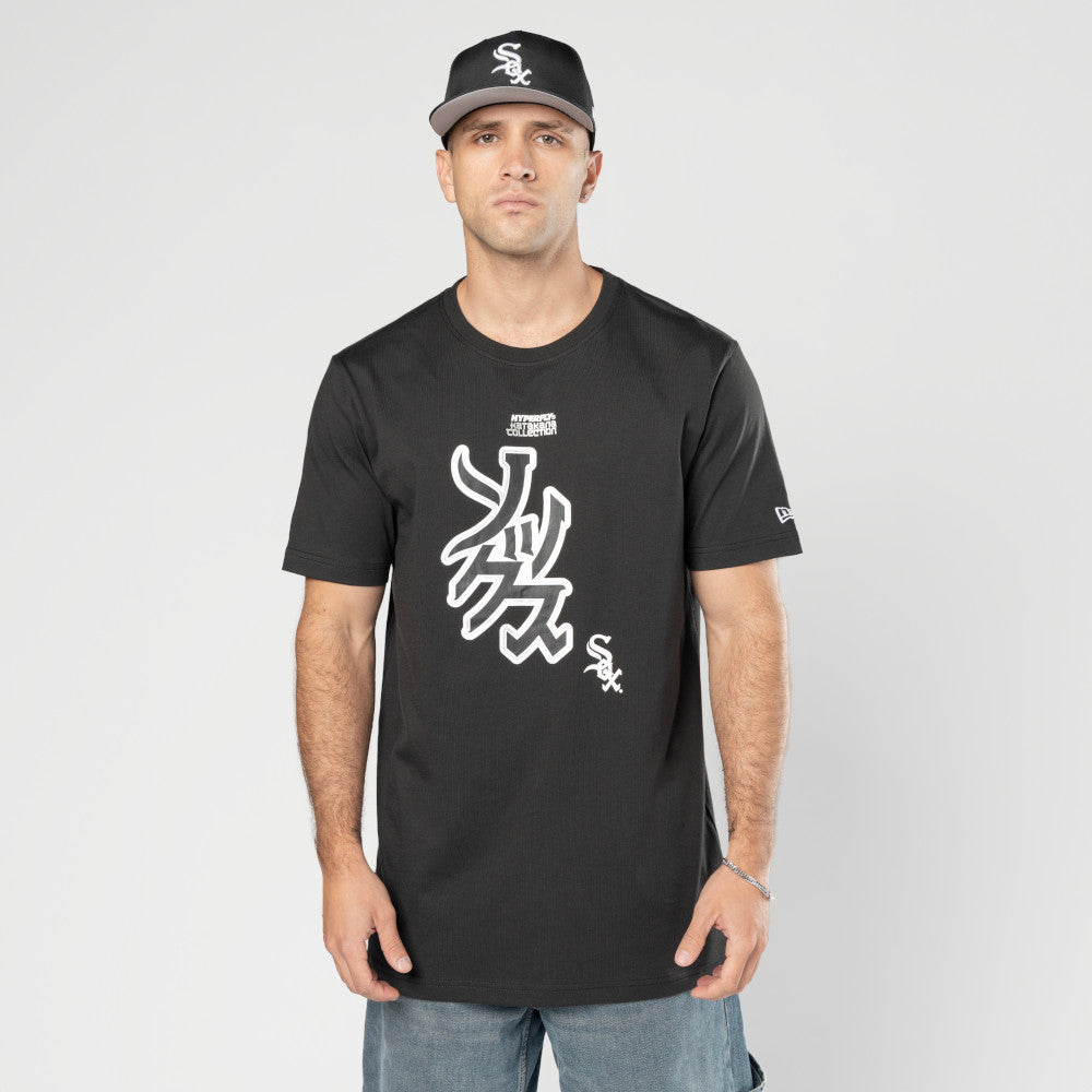 NEW ERA X HYPERFLY KATAKANA X MLB CHICAGO WHITE SOX BLACK SHORT SLEEVE T-SHIRT