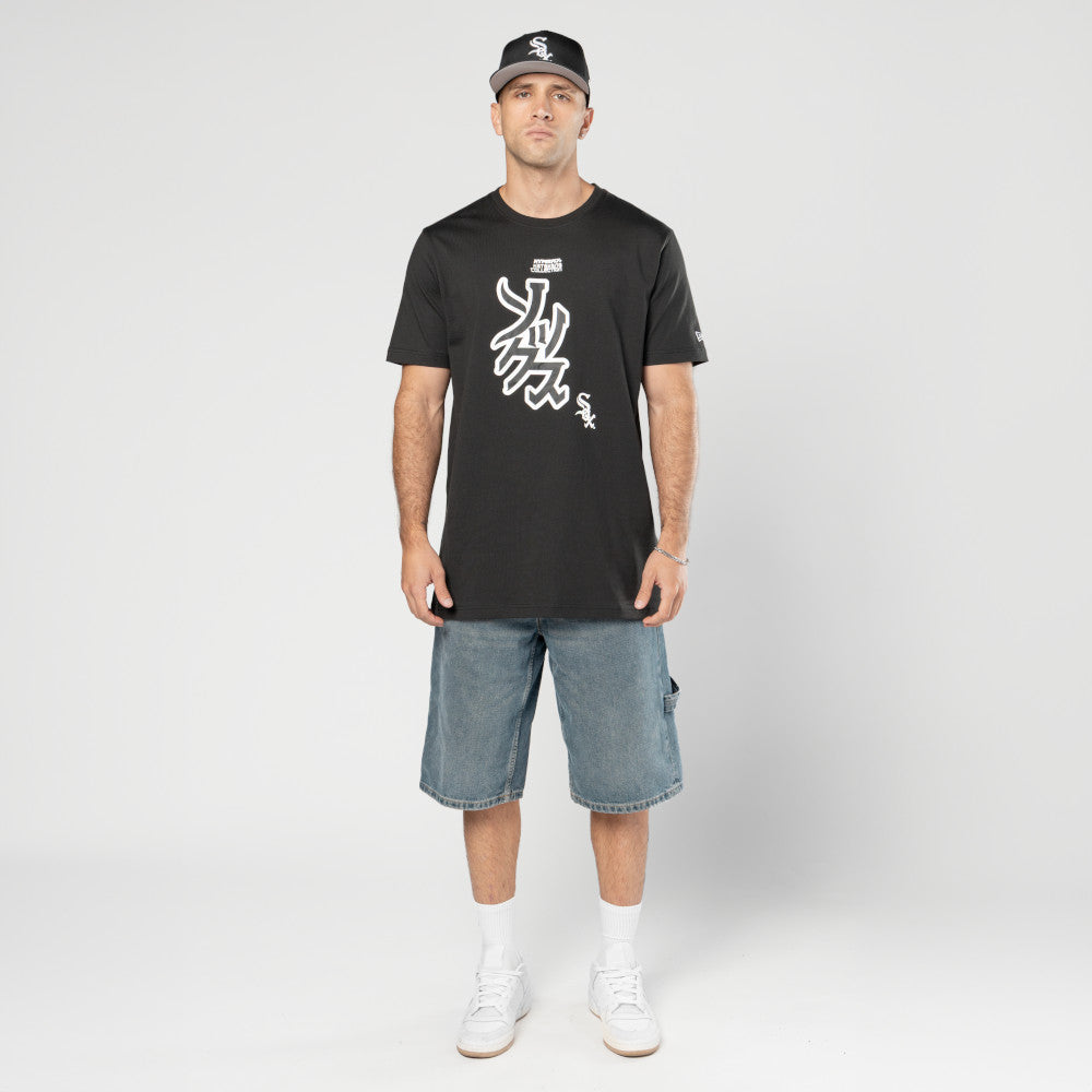 NEW ERA X HYPERFLY KATAKANA X MLB CHICAGO WHITE SOX BLACK SHORT SLEEVE T-SHIRT