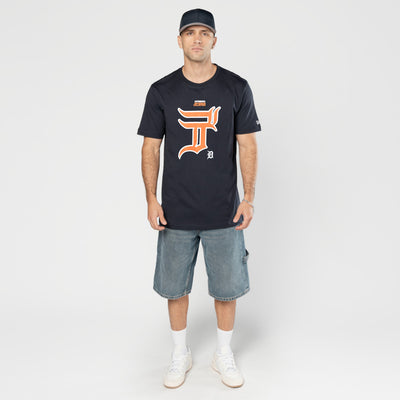 NEW ERA X HYPERFLY KATAKANA X MLB DETROIT TIGERS NAVY SHORT SLEEVE T-SHIRT