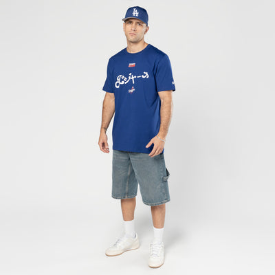 NEW ERA X HYPERFLY KATAKANA X MLB LOS ANGELES DODGERS DARK BLUE SHORT SLEEVE T-SHIRT