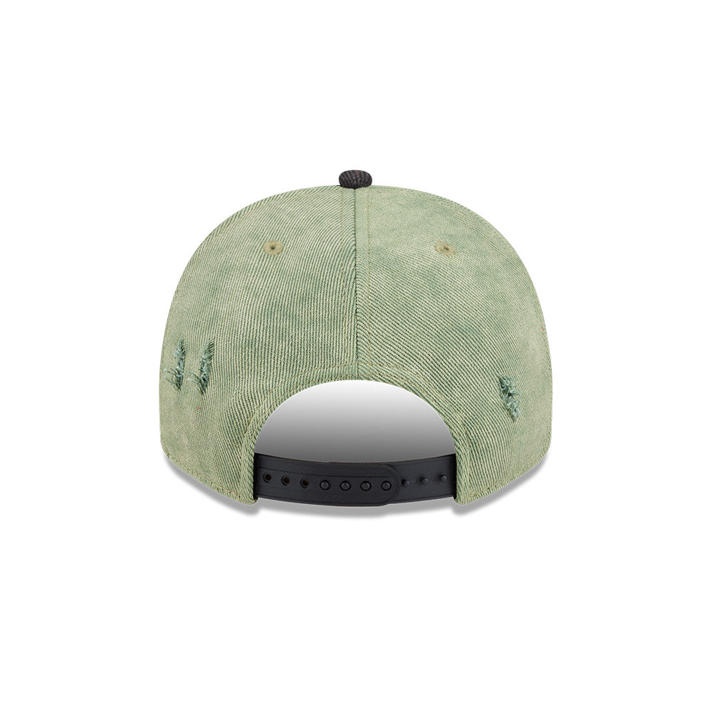 NEW ERA X POWERPUFF GIRLS BUTTERCUP DISTRESSED 2-TONE BLACK VISOR WASHED GREEN 9FIFTY AF PRE-CURVED CAP