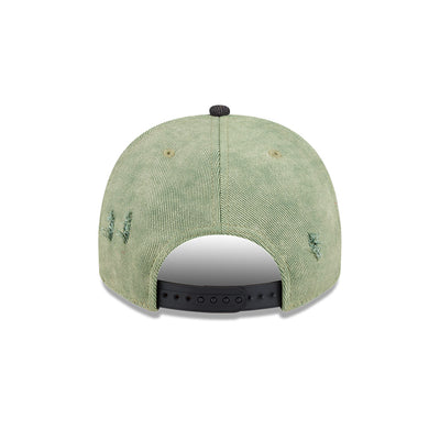NEW ERA X POWERPUFF GIRLS BUTTERCUP DISTRESSED 2-TONE BLACK VISOR WASHED GREEN 9FIFTY AF PRE-CURVED CAP