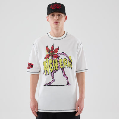 NEW ERA X NETFLIX STRANGER THINGS DEMOGORGON WHITE OVERSIZED SHORT SLEEVE T-SHIRT