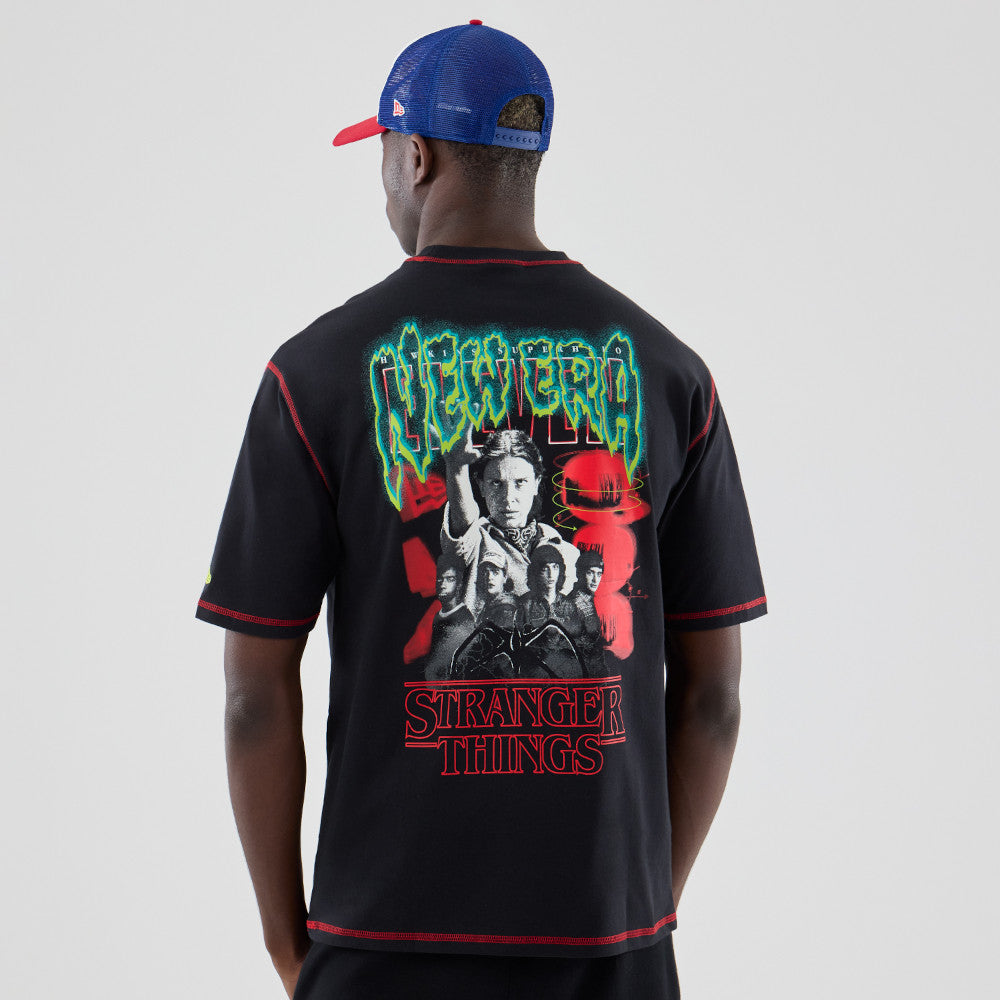 NEW ERA X NETFLIX STRANGER THINGS GRAPHIC BLACK OVERSIZED SHORT SLEEVE T-SHIRT