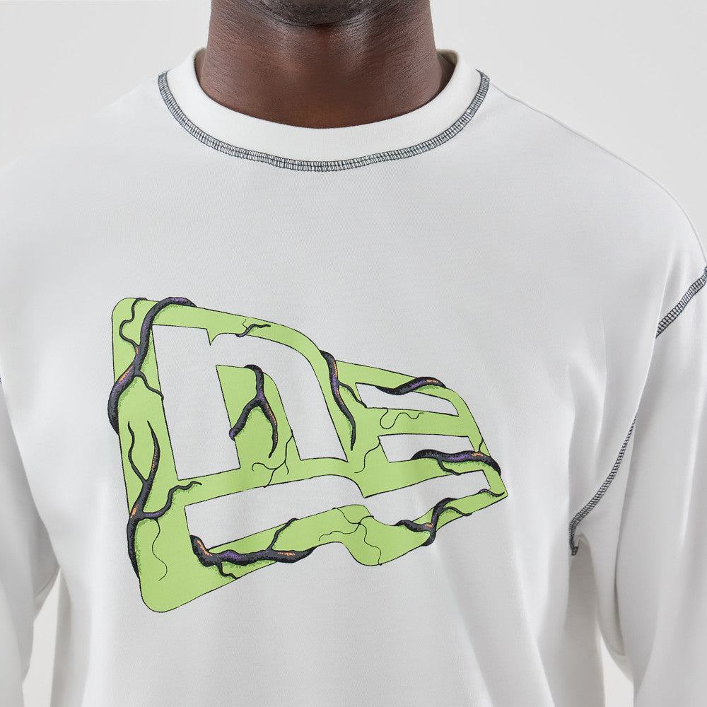 NEW ERA X NETFLIX STRANGER THINGS GRAPHIC WHITE OVERSIZED LONG SLEEVE T-SHIRT