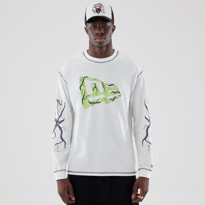 NEW ERA X NETFLIX STRANGER THINGS GRAPHIC WHITE OVERSIZED LONG SLEEVE T-SHIRT