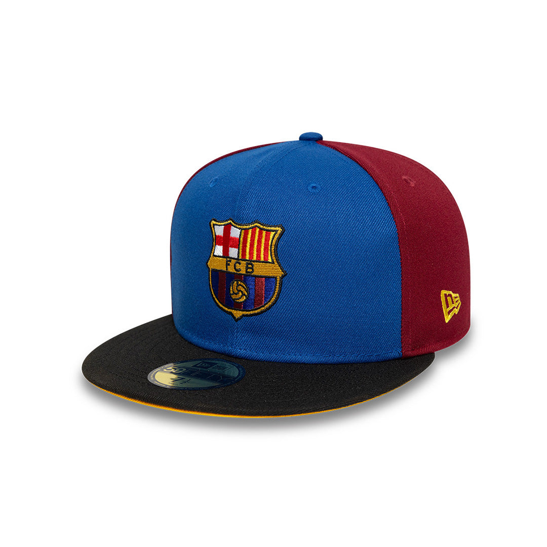 NEW ERA EXCLUSIVE FC BARCELONA 2-TONE BLACK VISOR ROYAL BLUE 59FIFTY CAP