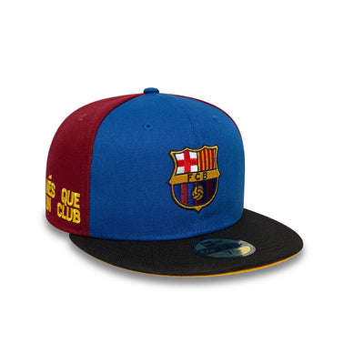 NEW ERA EXCLUSIVE FC BARCELONA 2-TONE BLACK VISOR ROYAL BLUE 59FIFTY CAP