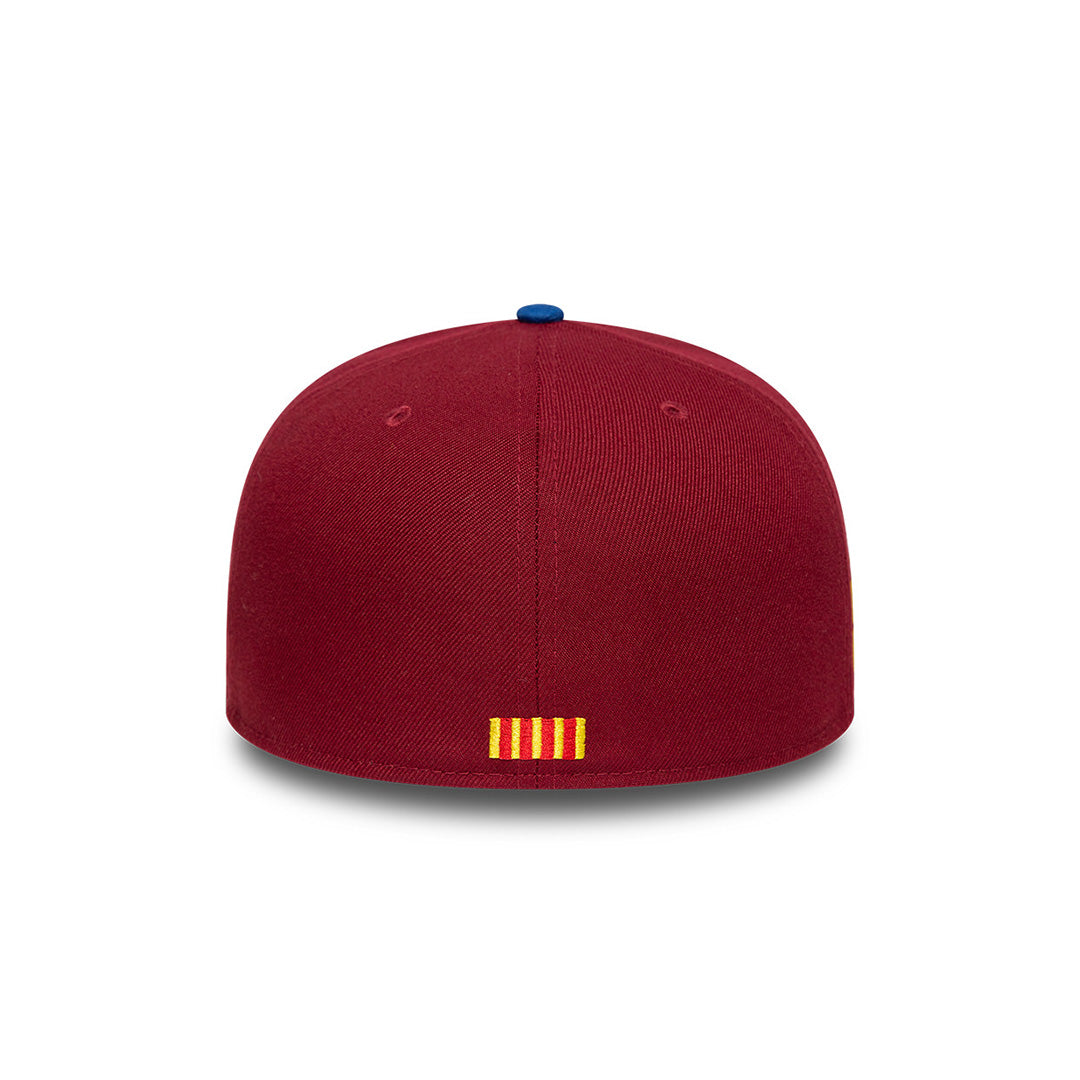 NEW ERA EXCLUSIVE FC BARCELONA 2-TONE BLACK VISOR ROYAL BLUE 59FIFTY CAP