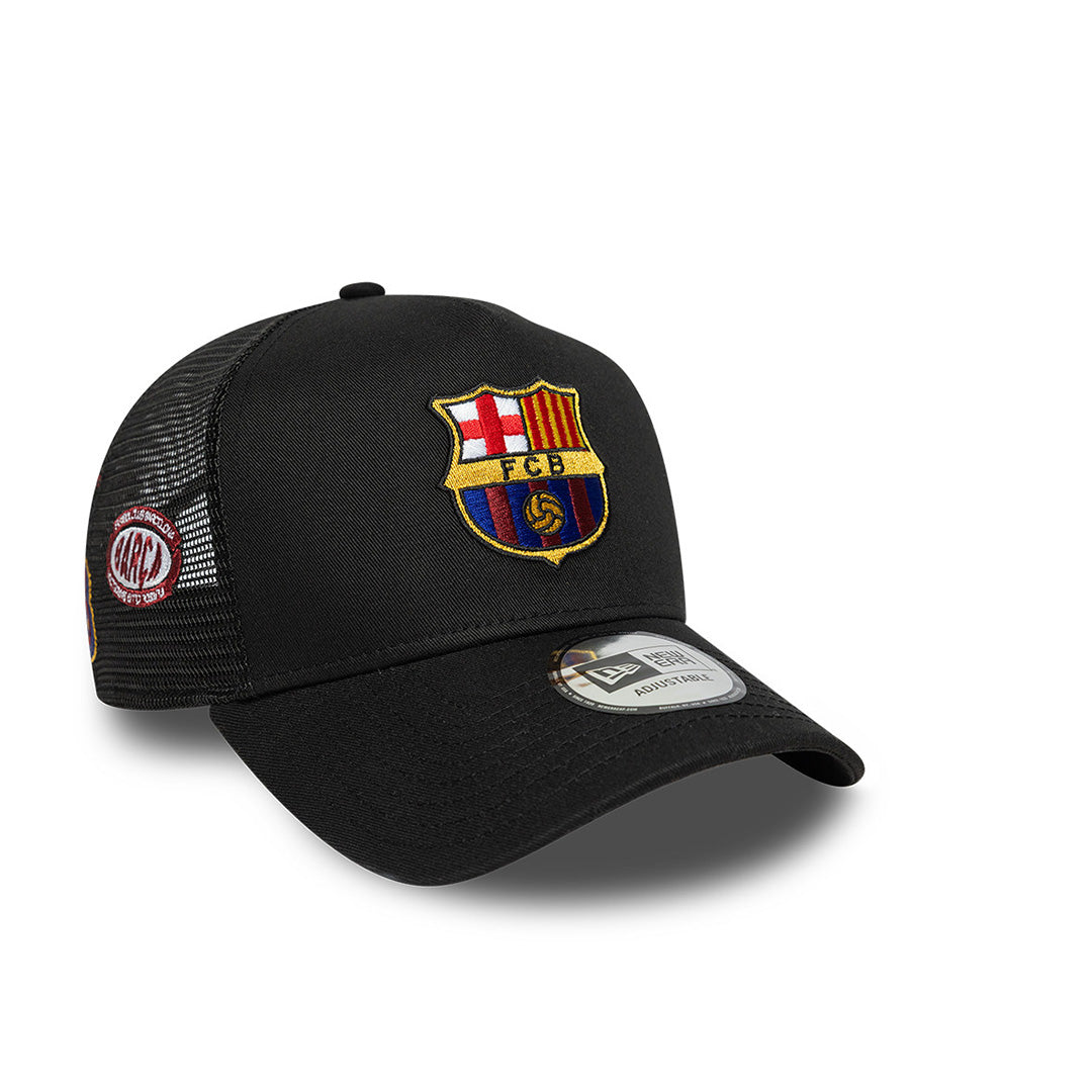NEW ERA EXCLUSIVE FC BARCELONA PATCH BLACK 9FORTY AF TRUCKER CAP