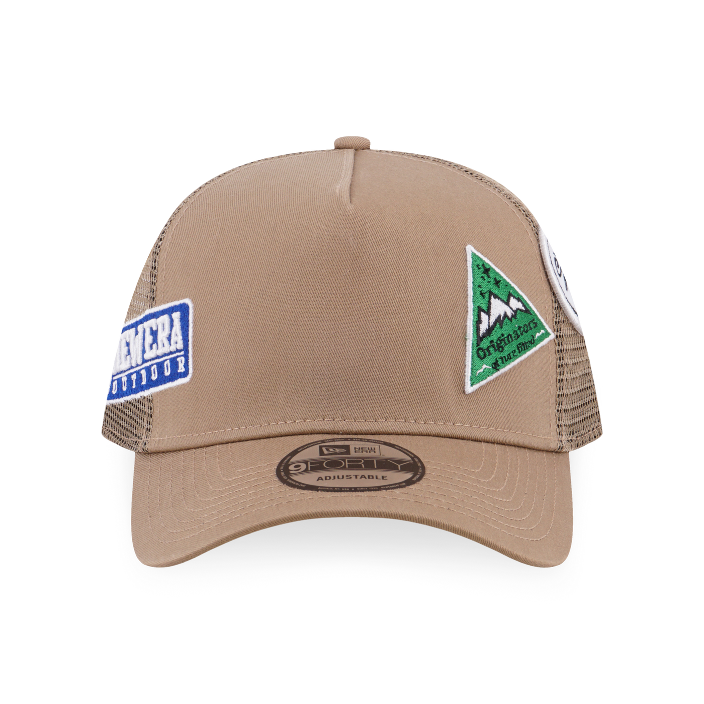 NEW ERA OUTDOOR MULTI PATCH KHAKI 9FORTY AF TRUCKER CAP