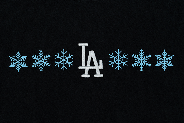 LOS ANGELES DODGERS MLB SNOWFLAKES BLACK SHORT SLEEVE T-SHIRT