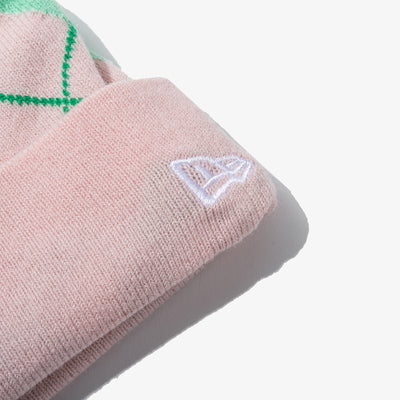 NEW YORK YANKEES KNIT ARGYIL BEANIE PINK KNIT MEDIUM