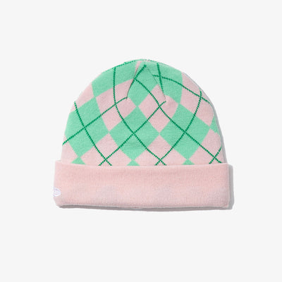 NEW YORK YANKEES KNIT ARGYIL BEANIE PINK KNIT MEDIUM