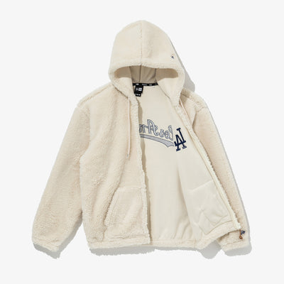 LOS ANGELES DODGERS MLB SOFT BOA WHITE ZIP FRONT HOODIE