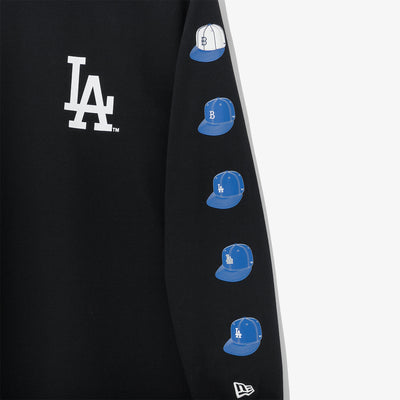 LOS ANGELES DODGERS MLB COOPERSTOWN HISTORY CAPS BLACK SHORT SLEEVE T-SHIRT