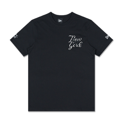 NEW YORK YANKEES OVERLAP BLACK SHORT SLEEVE T-SHIRT