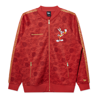 NEW ERA X LOONEY TUNES 2023 CNY BUGS BUNNY ALL OVER PRINT RED ZIP FRONT HOODIE