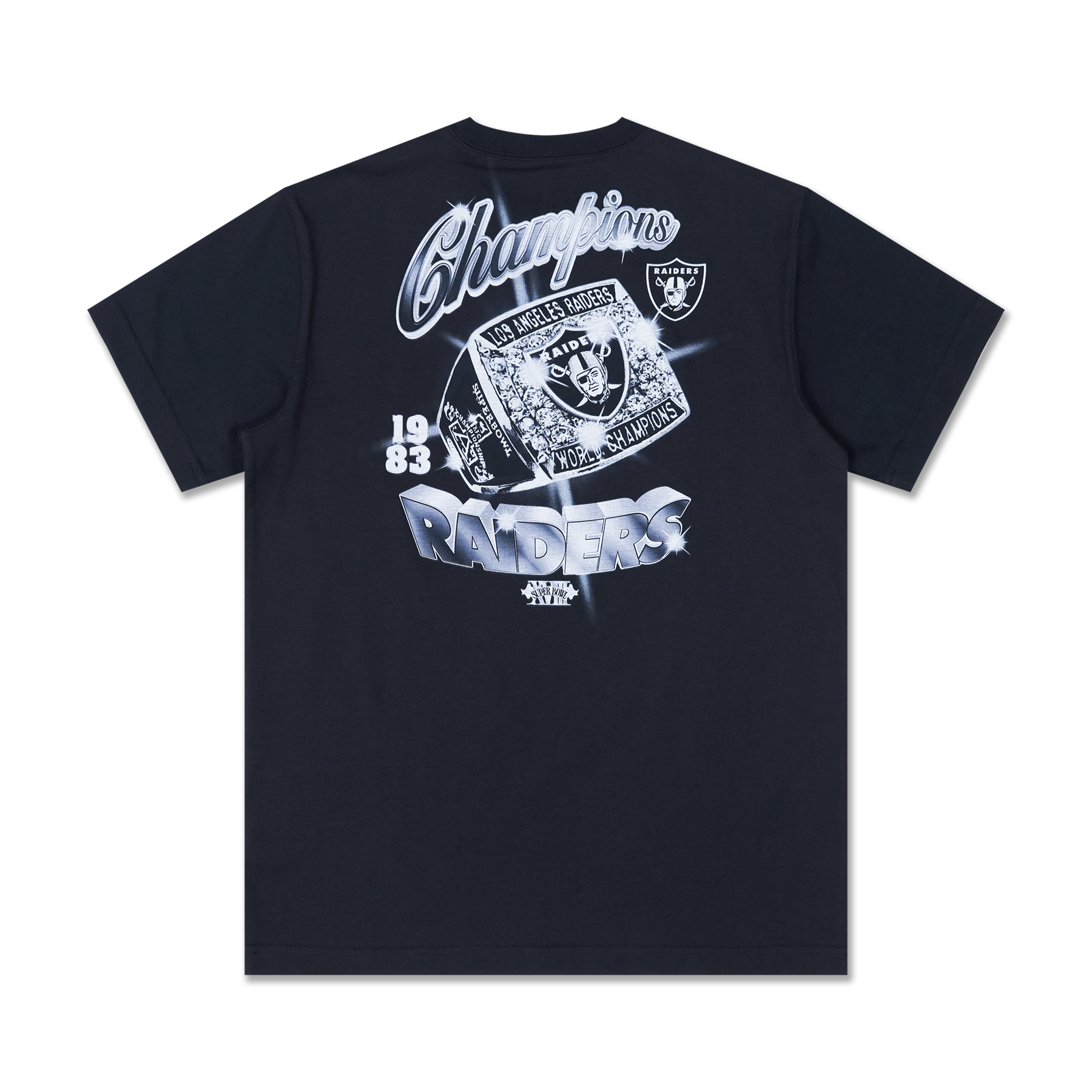 LAS VEGAS RAIDERS CHAMPION RING BLACK SHORT SLEEVE T SHIRT New