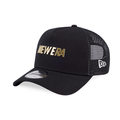 NEW ERA GOLD METAL PLATE BLACK 9FORTY AF TRUCKER CAP