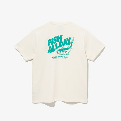 NEW ERA OUTDOOR FISH ALL DAY OPEN WHITE SHORT SLEEVE T-SHIRT
