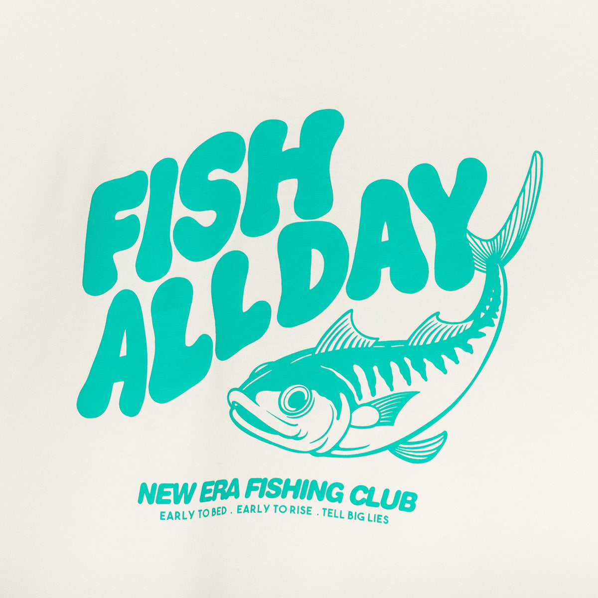 NEW ERA OUTDOOR FISH ALL DAY OPEN WHITE SHORT SLEEVE T-SHIRT