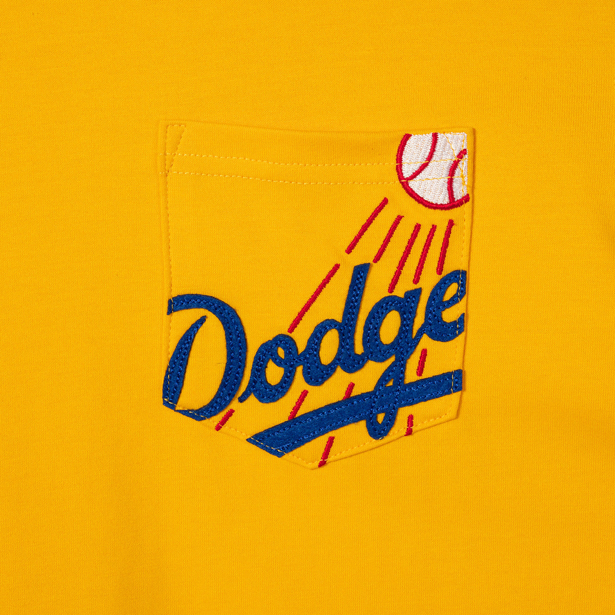 LOS ANGELES DODGERS MLB COOPERSTOWN FELT POCKET YELLOW SHORT SLEEVE T-SHIRT